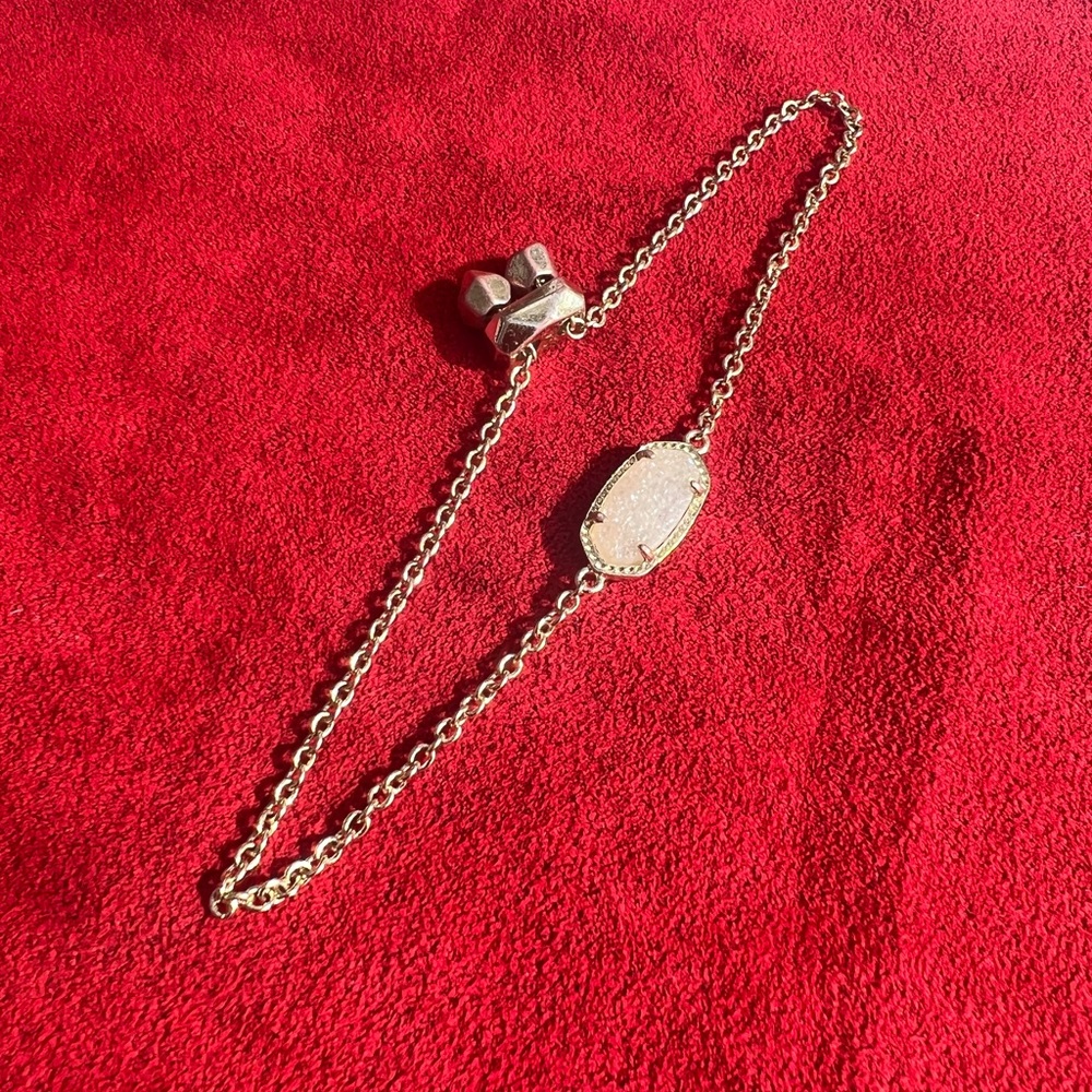 Kendra Scott Elaina Gold Adjustable Chain Bracelet in Iridescent Druzy